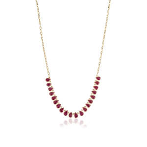 14K Gold Pear Cut Natural <b>Ruby</b> Vintage Statement <b>Necklace</b> - Product Image 4