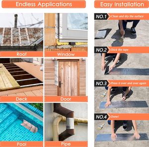 Self Adhesive Waterproof Membrane Tape 100M Rectangle High Sticky For Roof <b>Window</b> Door Pipe Pool Deck Repair - Product Image 2