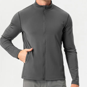 Wholesale <b>Thin</b> Front Zip <b>Men's</b> Athletic Gym <b>Jacket</b> Breathable Quick Dry Customizable Sports Apparel - Product Image 4