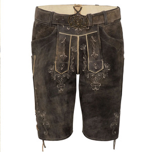 Shorts traditionnels bavarois pour hommes en Lederhosen, 100 % polyester satiné, coupe-vent, imperméable, décontracté chic, écologique, vintage allemand - Product Image 1