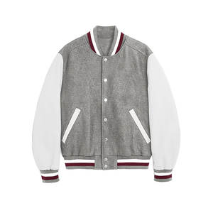 เสื้อแจ็คเก็ตวาร์ซิตี้มีฮู้ดสำหรับผู้ชาย แฟชั่นใหม่ สไตล์ยูนิเซ็กส์  ตกแต่งด้วยหนังด้านหน้าแบบสั่งทำพิเศษ เหมาะสำหรับใส่ลำลอง - Product Image 1