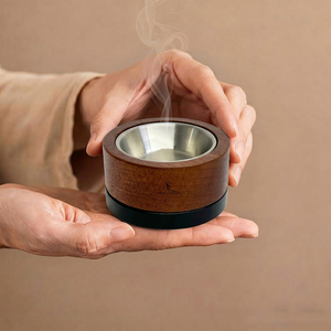 Elegante Quemador de Bakhoor de Madera con Cuenco y Base de Metal, Forma Redonda, Ideal para Incienso, Rituales Aromáticos, Decoración del Hogar y Regalos - Product Image 3