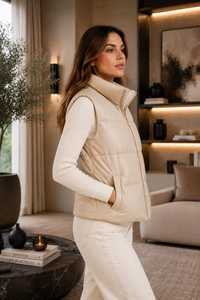 Custom Streetwear Women Puffer <b>Vest</b> Sleeveless Zip Up Bubble Outerwear - Product Image 2