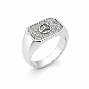 925 Sterling <b>Silver</b> Diamond <b>Mens</b> Signet <b>Ring</b> High Polish Octagon Design Wedding Party Daily Wear Gift Jewelry Band - Product Image 3