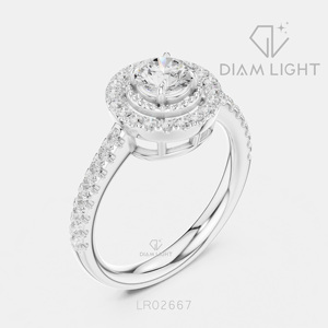 Bague de fiançailles et d'anniversaire en or blanc 14 carats avec diamant de laboratoire rond de 0,526 carats, bijoux fins, certifiée IGI, bague de mariage - Product Image 2