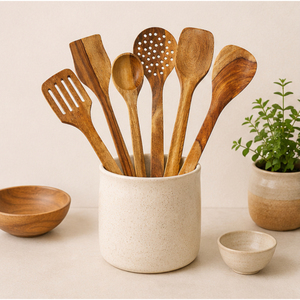 Cuillères en bois pour la cuisine, ensemble d'ustensiles de cuisine en bois antiadhésifs, spatule résistante à la chaleur, louche, écologiques, vente en gros - Product Image 6