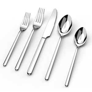 Ensemble de couverts élégants en acier inoxydable, cuillère, fourchette, couteau, vaisselle élégante pour la maison et la cuisine, finition haut de gamme - Product Image 2