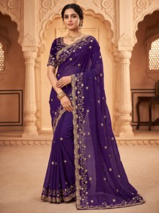 Sari en satin de soie Royal Cut Dana Fandy, Sari en satin de soie Noor fait main, Sari de luxe en satin Fendy à sequins, Sari en satin artisanal royal - Product Image 1