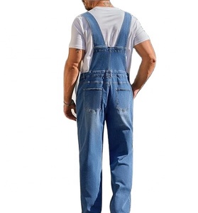 Men's Baggy Denim Bib Overalls Vintage Contrast Breathable Work <b>Dungarees</b> Sloppy Coveralls Big Pockets Casual Wear Construction - Product Image 4