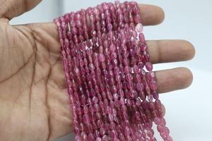 ลูกปัดรูปไข่เรียบ ขนาด 14 นิ้ว 4x6 มม. คุณภาพ AAA ทำจากหินธรรมชาติ รูเบไลต์ ทัวร์มาลีน สีชมพู สำหรับทำเครื่องประดับ - Product Image 2