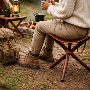 Taburete de caza plegable de cuero al por mayor, taburete de camping con trípode, proveedor OEM, logotipo personalizado, muebles de calidad de exportación en venta - Product Image 2