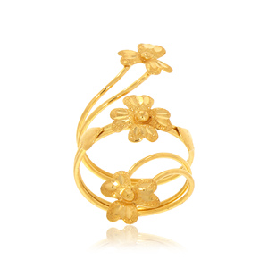 Elegant Golden Floral Blossom Vine Inspired Designer Adjustable Statement Finger Ring for Women - Product Image 1