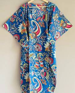 Colección de Caftanes de Verano 100% Algodón con Estampado Floral, Estilo Boho, Corte en A, Cuello en V, Holgados - Comodidad Diaria y Diseño Fresco - Product Image 4