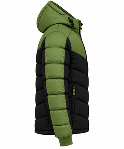 Chaqueta acolchada verde oliva y negra para hombre, chaqueta acolchada de invierno para hombre al por mayor, chaqueta acolchada con capucha para hombre con logo personalizado. - Product Image 3