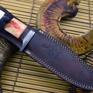 Cuchillo Utilitario de Acero de Damasco Forjado a Mano con Mango de Hueso y Madera - Product Image 5