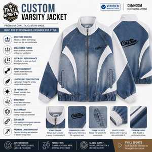 Custom Men's Varsity Jacket Plain Dyed Solid Casual Windproof Breathable Anti-Bacterial Heated Turn-down Collar <b>Covered</b> <b>Button</b> - Product Image 5