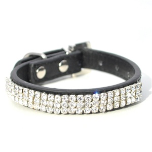 ปลอกคอสุนัขหนังวิบวับสามแถวดีไซน์คริสตัลปลอกคอสุนัขทำจากหนังวิบวับดีไซน์แฟนซีดีไซน์แบบกำหนดเอง - Product Image 1