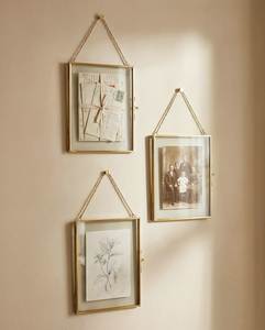 Home Decor Glass & Metal Hanging Picture <b>Frame</b> for <b>Wall</b> Decoration,with 2 Sides Hanging Chain Customised(Golden) Decorative - Product Image 2