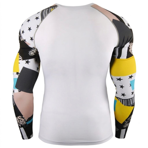 เสื้อรัดกล้ามเนื้อแขนยาวสำหรับผู้ชาย MMA Rash Guard ระบายอากาศได้ดี แห้งเร็ว พิมพ์ลาย สำหรับฝึกซ้อม BJJ ในยิม - Product Image 5