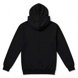 Sweat à capuche noir personnalisé en molleton de coton épais, coupe ample, imprimé graphique géométrique, streetwear, vêtement décontracté - Product Image 2
