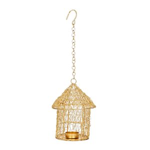 Porte-bougies suspendus en fil de fer en forme de cage avec finition cuivrée pour la décoration de la maison et les fêtes de Noël - Product Image 4