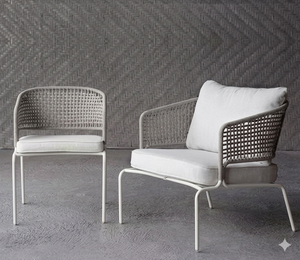 Chaise de salle à manger moderne en corde tressée pour extérieur, fauteuil de luxe en rotin synthétique pour patio et jardin, ensemble de mobilier de loisirs pour hôtel et restaurant - Product Image 3