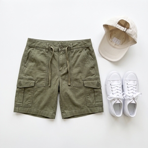 Women's Mid Waist Cargo Shorts & Skirts 100% Cotton Breathable Knitted Sporty Pocketed Summer Casual Gym Wear - Product Image 3