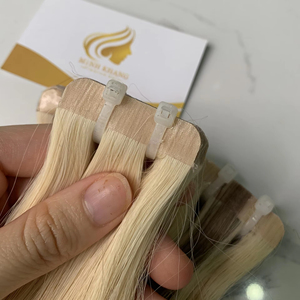 100% Cuticle Aligned Light Color Straight Virgin Vietnam Single Weft Tape-In Hair Extensions Single Donor <b>Bleached</b> Grade Hair - Product Image 1