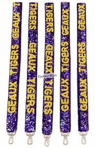 Sangle de sac à paillettes GEAUX TIGERS, accessoire de mode, sangle d'épaule à texte en relief violet et jaune - Product Image 5