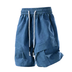 Men's Black <b>Cargo</b> <b>Shorts</b> Mid Waist Drawstring Quick Dry Polyester Casual <b>Shorts</b> With Pockets - Product Image 5