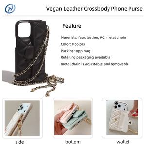 Portefeuille à bandoulière tendance de luxe <span class=keywords><strong>avec</strong></span> chaîne, lanière et porte-cartes, design antichoc pour <span class=keywords><strong>iPhone</strong></span> 1, 3, 14, 15, 16, 17 - Product Image 3