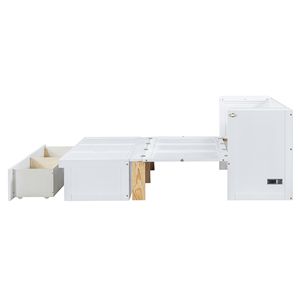 Letto a scomparsa matrimoniale bianco con comoda porta USB e ampio cassetto - Product Image 6