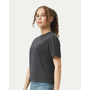 T-shirt court à col rond pour femme, 100% coton jersey, coupe ample, couleur unie, décontracté, manches courtes, respirant, toutes saisons - Product Image 1