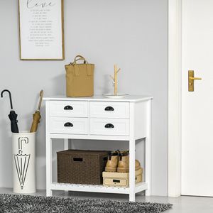 White Farmhouse <b>Sideboard</b> Buffet <b>Cabinet</b> 4 Drawers Slatted Bottom Shelf for <b>Kitchen</b> Living Room Serving Console Table Wood - Product Image 2