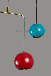Lustre LED Sputnik contemporain en laiton italien, style Mid-Century Modern, fait main, hauteur réglable, luminaire suspendu pour salon - Product Image 3