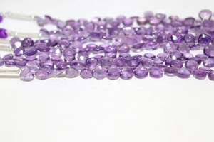 Perles brésiliennes en forme de coeur à facettes améthyste 6-7mm 8 pouces perceuse latérale excellente perle en gros de pierre naturelle - Product Image 2