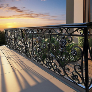 Rampe de balcon décorative en fer forgé sur mesure, rampes en acier pour balcon extérieur, robustes, élégantes, revêtement poudré - Product Image 2