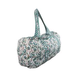 Sac de voyage matelassé vintage fait main pour femme A2ZCraftBazar, grand sac de week-end en coton, sac de plage uni avec fermeture éclair - Product Image 3