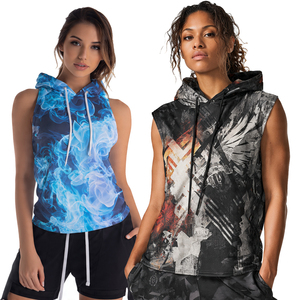 Camiseta Deportiva sin Mangas con Capucha para Mujer, Sublimada, de Alta Calidad, para Gimnasio y Fitness - Product Image 1