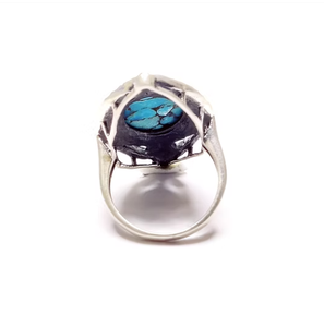 Bague Statement en Cuivre Bleu Turquoise 6,9g, Style Vintage, en Argent Sterling 925 Oxydé, pour Toute Occasion - Product Image 3