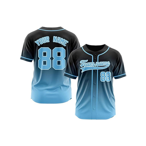 Camiseta de Béisbol Personalizada para Hombre, Manga Corta, Cierre de Botones, Blanca y Azul, Nombre del Equipo 00, Impresión Serigrafiada, Prenda Transpirable de Poliéster - Product Image 5