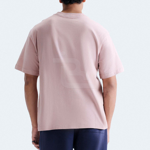 T-shirt Homme Oversize à Manches Courtes Couleur Unie Coupe Décontractée Col Rond 100% Coton Respirant Logo Avant Haute Qualité - Product Image 2