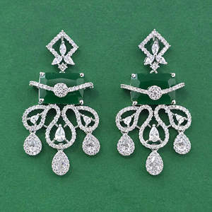 Pendientes Clásicos de Circonia Cúbica con Baño de Rodio, Nueva Moda Popular 443956 - Product Image 3