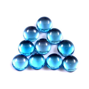 Lote al por Mayor de Piedras Preciosas Sueltas Calibradas de Topacio Azul Suizo Natural AAA de 7 mm, Redondas, con Fondo Plano, para la Fabricación de Joyas - Product Image 1