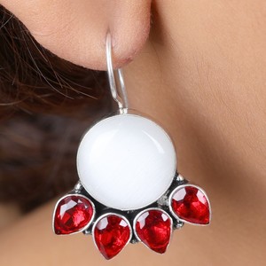 Hot Selling Oxidized <b>Silver</b> Handmade Multi Stone Drop <b>Earrings</b> Bohemia Wedding Women's Jewelry Direct Factory Supplier - Product Image 3
