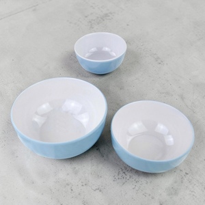 Juego de Tazones de Sopa de Melamina, 3 Piezas, Sólido, Lujoso, Pulido, Vajilla Moderna, Apto para Lavavajillas y Microondas, Platos Azules y Blancos para Fiestas - Product Image 2