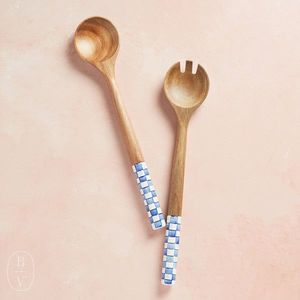 Juego de servidores de ensalada de esmalte con el mejor diseño, madera natural con mango impreso en esmalte, cubiertos para servir ensalada a un precio muy bajo - Product Image 3