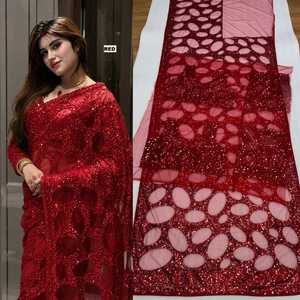Heavy Sequins Embroidery <b>Butterfly</b> Net Saree Women Unstitched Blouse Piece Wrinkle Free Quick Dry Festive Party Modern Apparel - Product Image 4