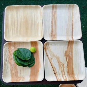 Ensemble d'assiettes jetables en feuilles de palmier carrées pour la vente à emporter, style traditionnel, compostables, biodégradables, écologiques, compatibles lave-vaisselle - Product Image 4
