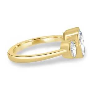 Bague à trois pierres en diamant ovale de 2,02 carats cultivé en laboratoire, sertie clos, pour femme, en or massif 14 carats, pour fiançailles, promesse de mariage, cadeau - Product Image 5